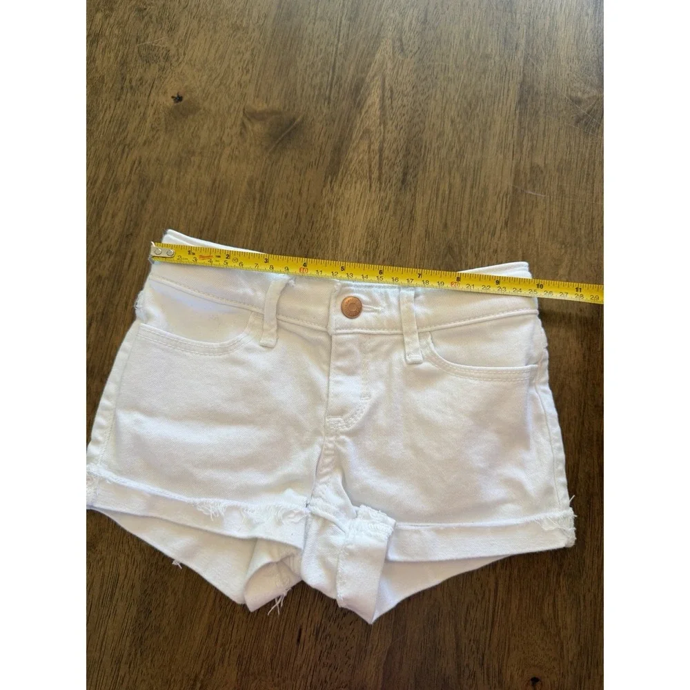 Abercrombie Kids Girls White Denim Shorts Size 5/6 Frayed Raw Hem